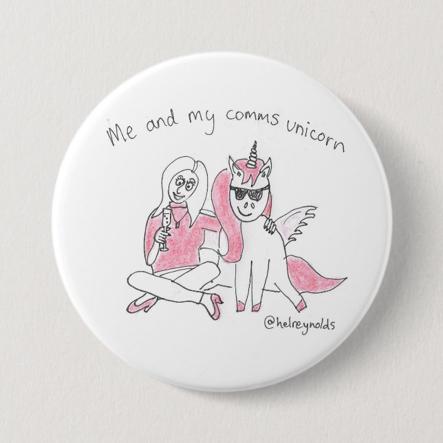 Ich und mein comms Unicorn-Abzeichen Button (Vorderseite)