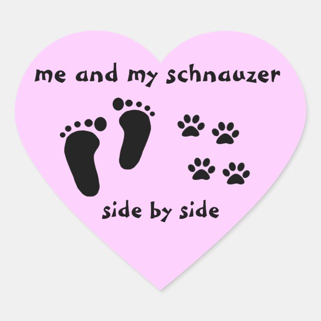 Ich und mein Schnauzer Herz-Aufkleber (Vorderseite)