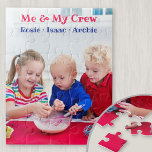 Ich und meine Crew Personalisiert Kids Foto<br><div class="desc">Puzzle mit personalisiertem Foto für Kleinkinder. Die Fotovorlage ist für Sie ein Set, um eines Ihrer Lieblingsfotos hinzuzufügen, das im Porträtformat angezeigt wird. Ihr Foto verfügt über ein benutzerdefiniertes Texteüberlagern in niedlicher und sonderbarer Schrift. Der Beispieltext lautet "My & My Crew [Name(n)]" und Sie haben natürlich die Möglichkeit, dies zu...</div>