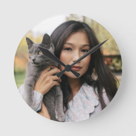 Ich und meine Katze Foto auf der kleinen Rundwand Runde Wanduhr