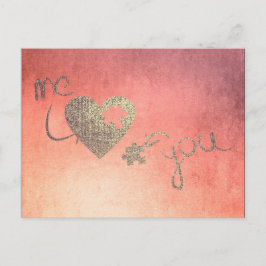 Ich und Sie Herz Puzzles Liebe Valentine Rose Gold Feiertagspostkarte