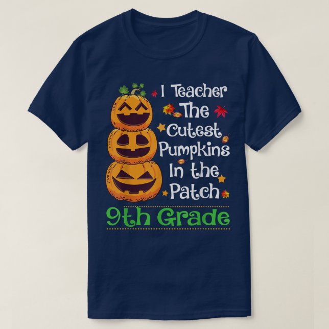 Ich unterrichte den Niedlichen Pumpkin 9. Klasse L T-Shirt (Design vorne)