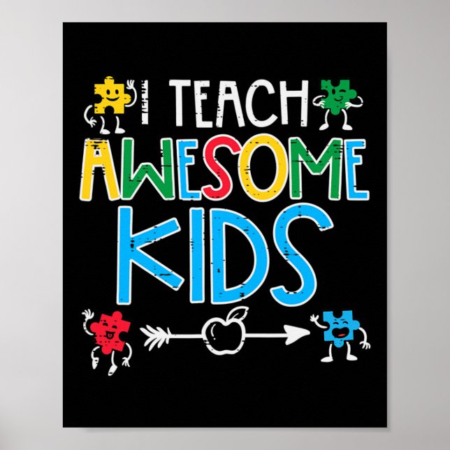 Ich unterrichte Phantastische Kinder-Autismus-Bewu Poster (Vorne)