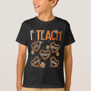 Ich unterrichte schwarze Geschichte Leopard Herz B T-Shirt