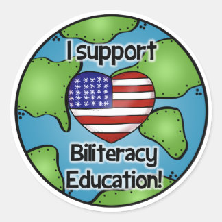 Ich unterstütze Biliteracy-Bildung-Sticker Runder Aufkleber
