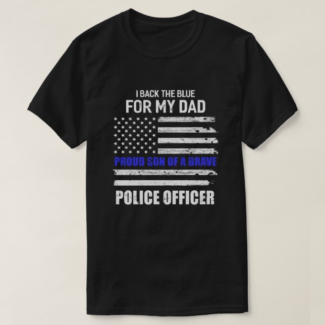 Ich unterstütze das Blau für mein Polizeiamt des V T-Shirt (Design vorne)