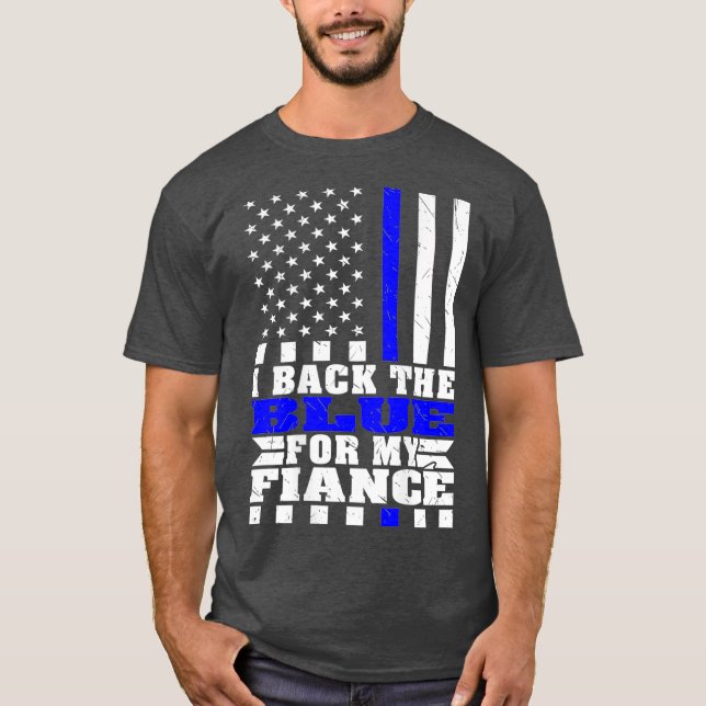 Ich unterstütze das Blau für meine Verlobte-Polize T-Shirt (Vorderseite)