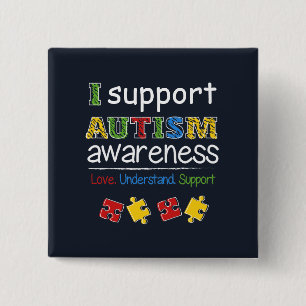 Ich unterstütze den Knopf "Autismus Awareness Puzz Button