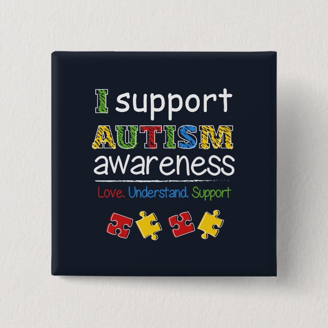Ich unterstütze den Knopf "Autismus Awareness Puzz Button (Vorderseite)