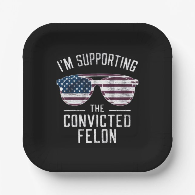 Ich unterstütze den verurteilten Felon Pro Trump 2 Pappteller (Vorderseite)