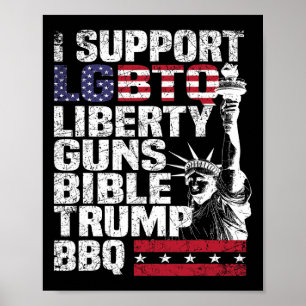Ich unterstütze die Lgbtq Liberty Guns Bibel Trump Poster