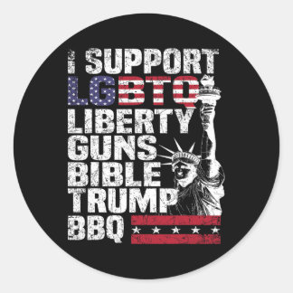 Ich unterstütze die Lgbtq Liberty Guns Bibel Trump Runder Aufkleber