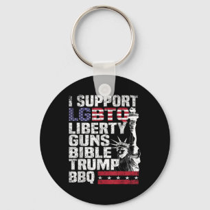 Ich unterstütze die Lgbtq Liberty Guns Bibel Trump Schlüsselanhänger