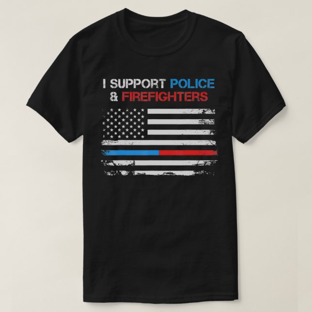ICH UNTERSTÜTZE DIE POLIZEI UND DIE BLAUEN UND ROT T-Shirt (Design vorne)