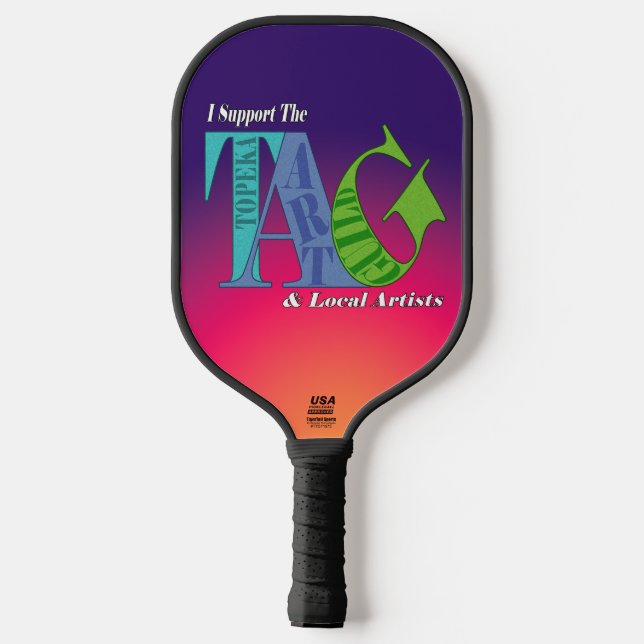 Ich unterstütze die Topeka Art Guild Pickleball Schläger (Rückseite)