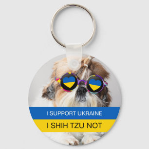 Ich unterstütze die Ukraine I Shih Tzu Kein Herzfl Schlüsselanhänger