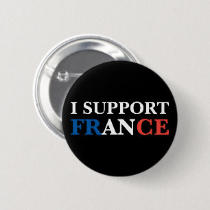 Ich unterstütze Frankreich Blue White Red Tricolo Button