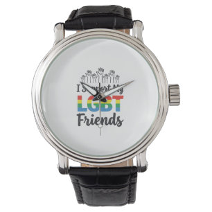 Ich unterstütze meine LGBT-Freunde Regenbogen-Stol Armbanduhr