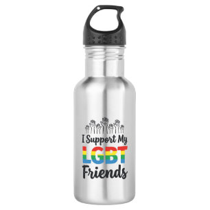 Ich unterstütze meine LGBT-Freunde Regenbogen-Stol Edelstahlflasche