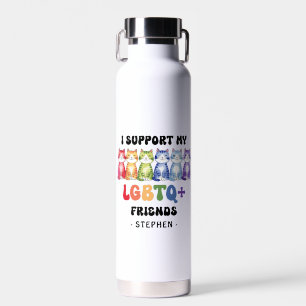 Ich unterstütze meine LGBTQ-Freunde - Rainbow Cat  Trinkflasche