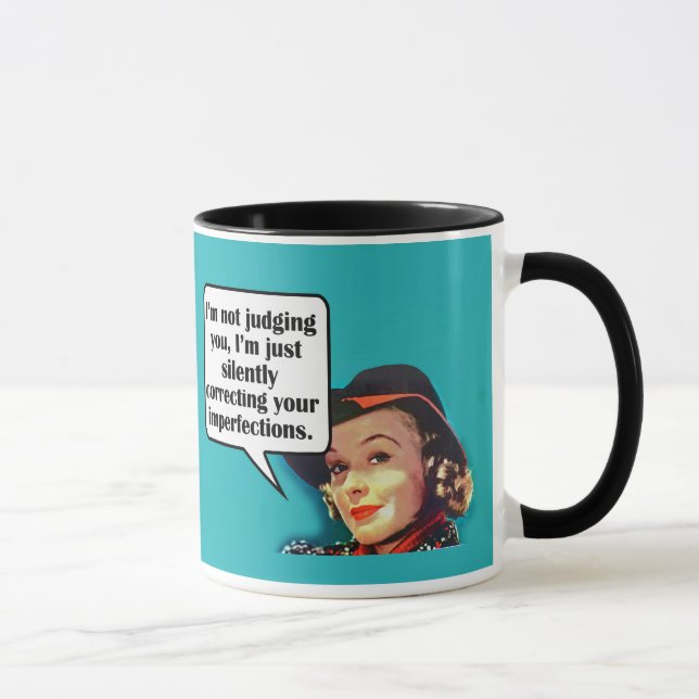 Ich urteile dich nicht... Retro-Frau Tasse (Rechts)