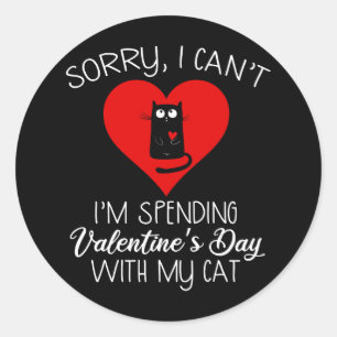 Ich verbringe den Valentinstag mit meiner Katze Runder Aufkleber