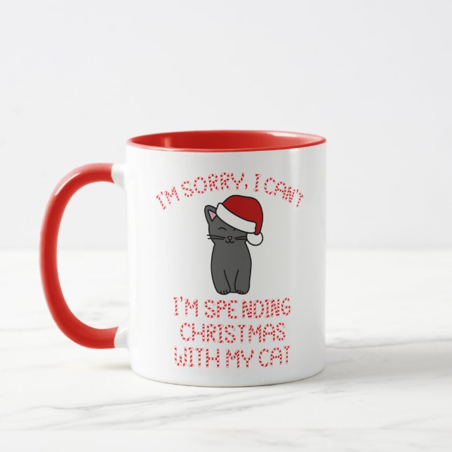 Ich verbringe Weihnachten mit meinem Katzenfick Tasse (Links)
