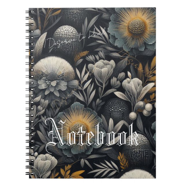 Ich verdiene es zu heilen - Moody Botanical Design Notizblock (Vorderseite)