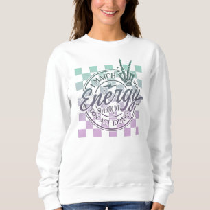 Ich vergleiche Energie, Friedenszeichen, kariertes Sweatshirt
