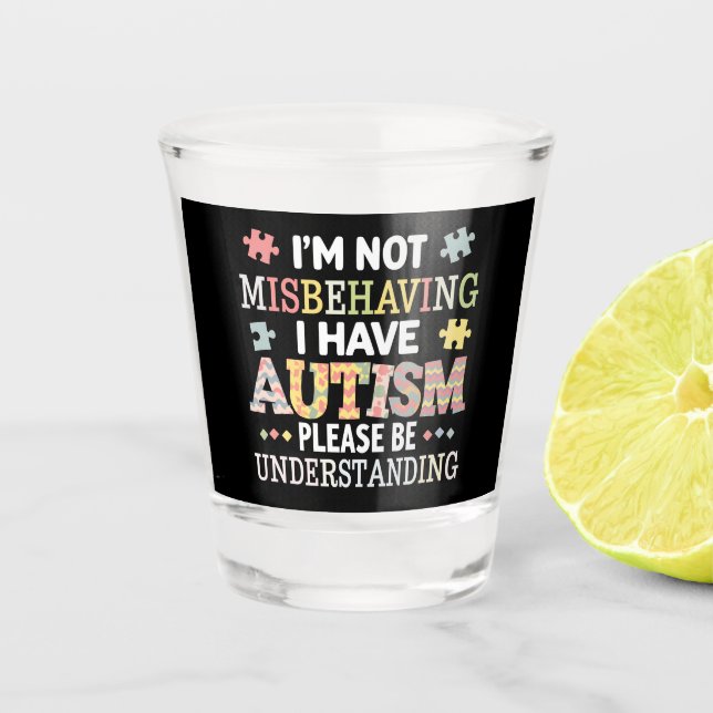 Ich verhalte mich nicht falsch, ich habe ein Bewus Schnapsglas (Vorderseite)