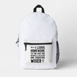 Ich Verließ Hausaufgaben auf das Zitat des letzten Bedruckter Rucksack