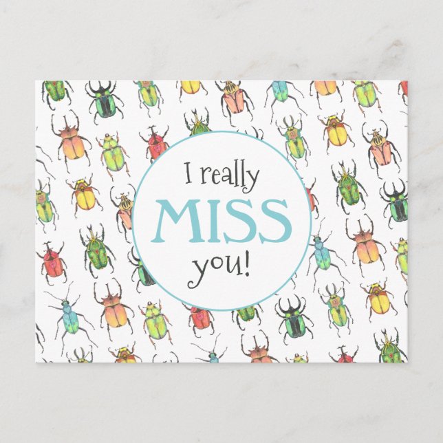 Ich vermisse deine Liebe Bugs Käfer-Mustertehrerin Postkarte (Vorderseite)