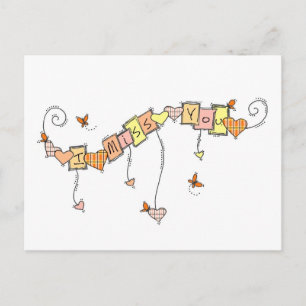 Ich vermisse dich Doodles Postkarte
