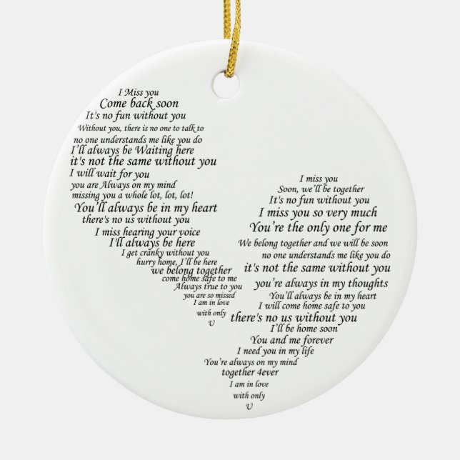 Ich vermisse dich - gebrochenes Herz Keramik Ornament (Vorne)