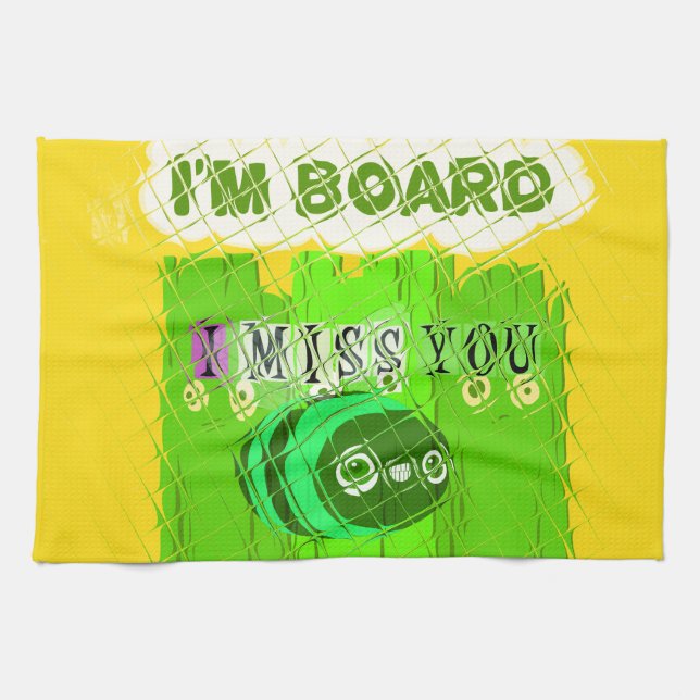 Ich vermisse dich, ich bin Vorstand: Funny Text Qu Handtuch (Horizontal)