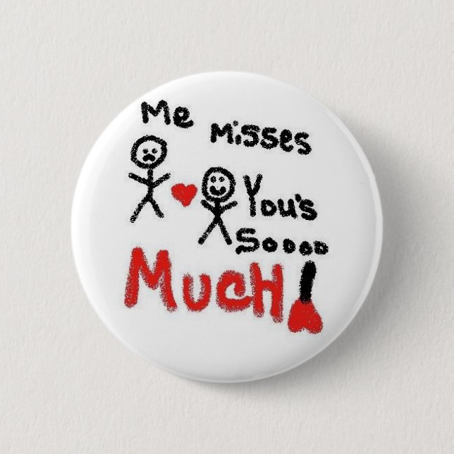 Ich vermisse dich so viel Cartoon Button (Vorderseite)