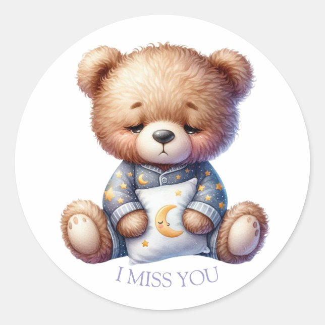 Ich vermisse dich Teddy Runder Aufkleber (Vorderseite)