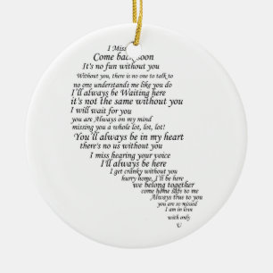 Ich vermisse dir Text im Herzen Keramikornament