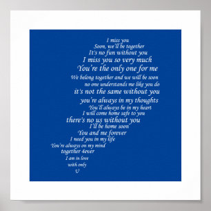 Ich vermisse dir Text im Herzen Poster