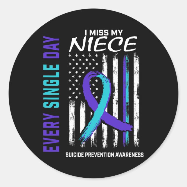Ich vermisse mein Niece Suicide Awareness Preventi Runder Aufkleber (Vorderseite)