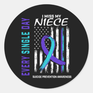 Ich vermisse mein Niece Suicide Awareness Preventi Runder Aufkleber
