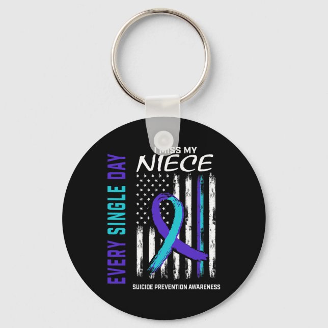 Ich vermisse mein Niece Suicide Awareness Preventi Schlüsselanhänger (Vorderseite)