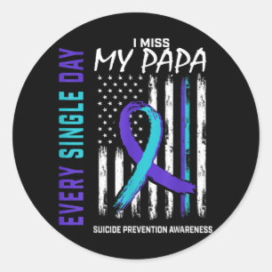 Ich vermisse meine Papa Suicide Awareness Preventi Runder Aufkleber