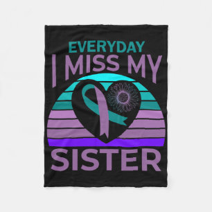 Ich vermisse meine Schwester Heart Ribbon Suicide  Fleecedecke