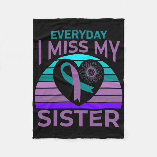 Ich vermisse meine Schwester Heart Ribbon Suicide  Fleecedecke (Vorderseite)