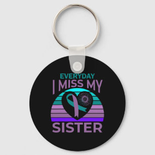 Ich vermisse meine Schwester Heart Ribbon Suicide  Schlüsselanhänger