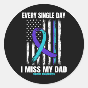 Ich vermisse meinen Vater Suizidbewusstsein Shirt Runder Aufkleber