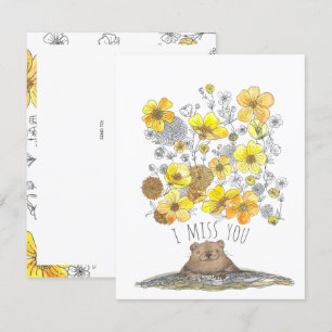 Ich vermisse Sie Niedliche Groundhog und Blume Was Karte