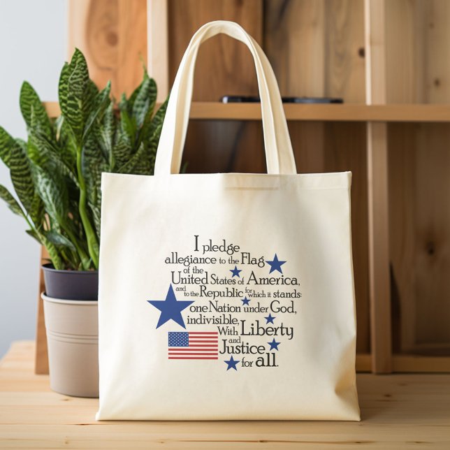 Ich verpflichte mich, die Flagge der Vereinigten S Tragetasche (Custom Canvas Tote Bag)