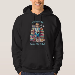 Ich verschwinde in Romanen und Miauen Buch Nerd Bi Hoodie